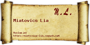 Miatovics Lia névjegykártya